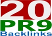 manually Create 20 PR9 Authority Safe Backlinks + Link to submit 220+ Search Engines