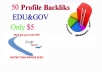 build manually 50 edu and gov profiles backlinks Ping just